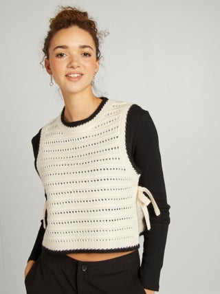 Pull sans manches bicolore