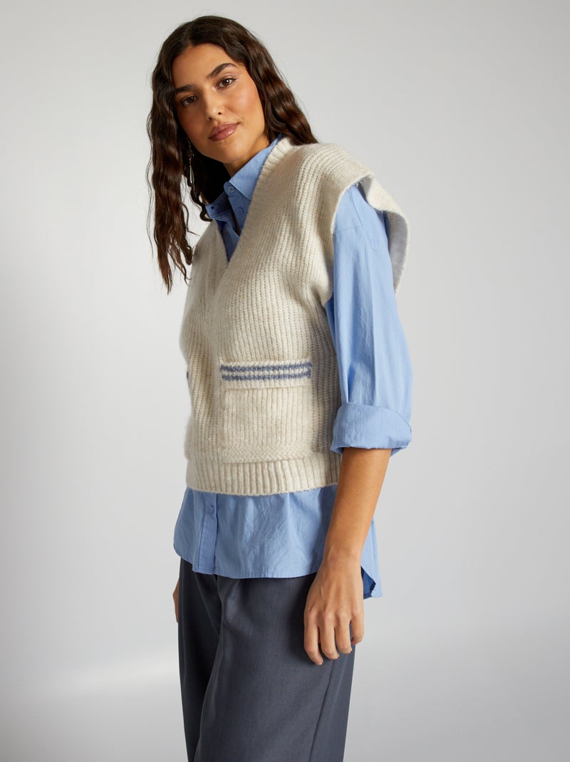 Pull sans manches Blanc - Kiabi