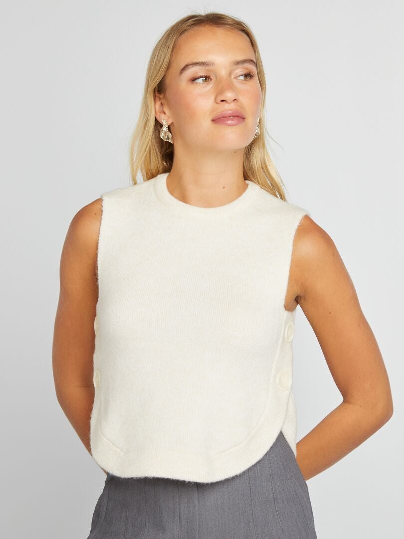 Pull sans manches Blanc - Kiabi