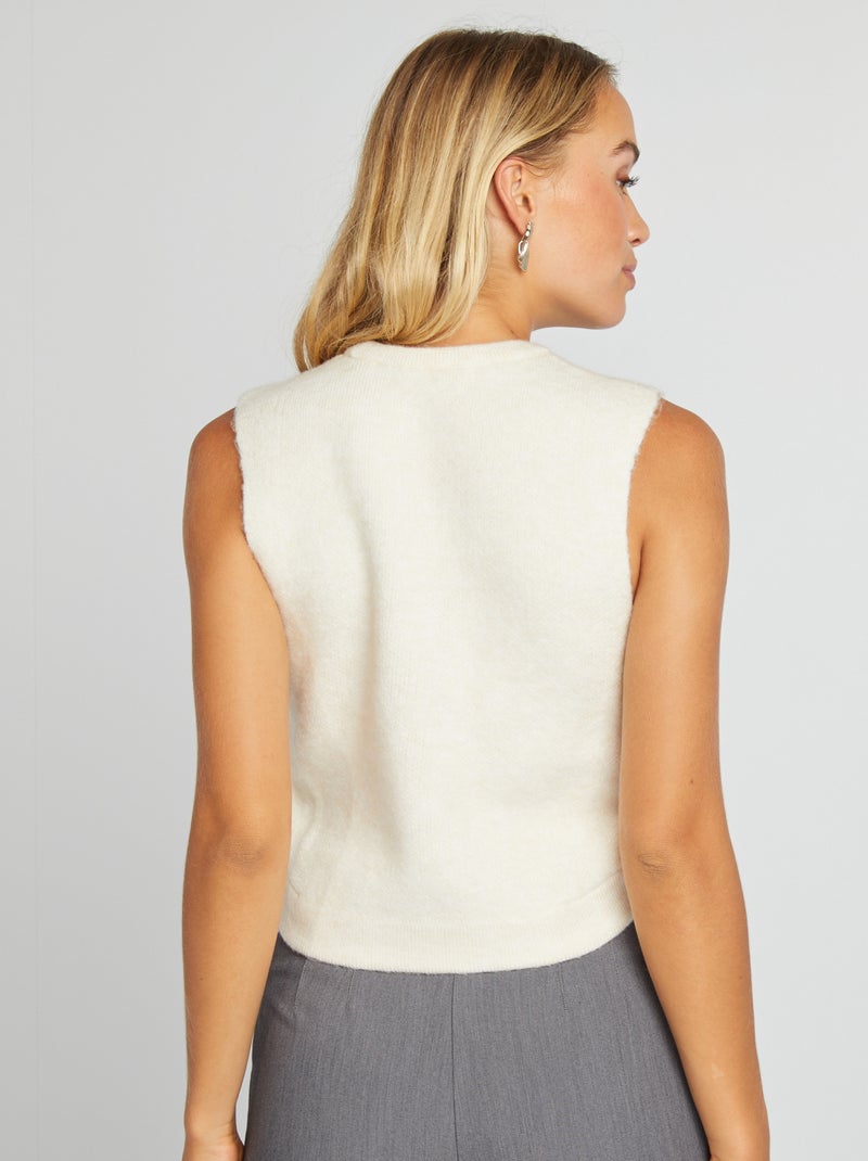 Pull sans manches Blanc - Kiabi