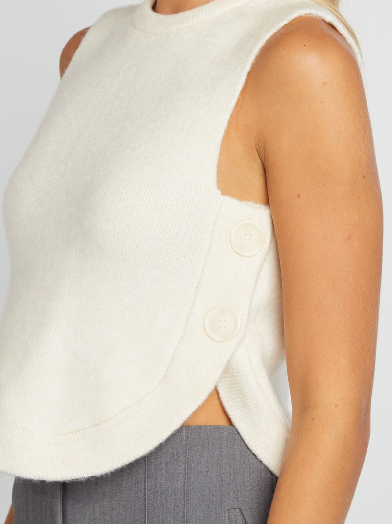 Pull sans manches Blanc - Kiabi