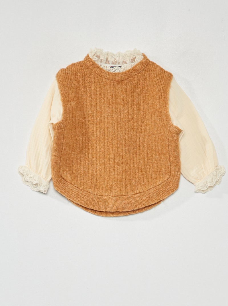 Pull sans manches + blouse intégrée Jaune - Kiabi