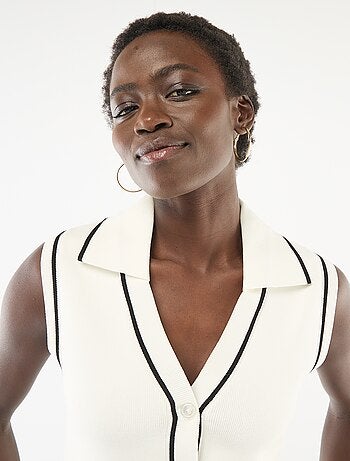 Pull sans manches col polo