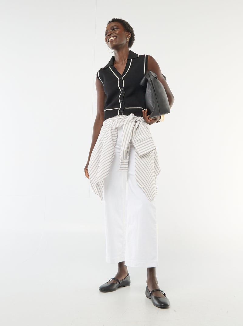 Pull sans manches col polo Noir - Kiabi