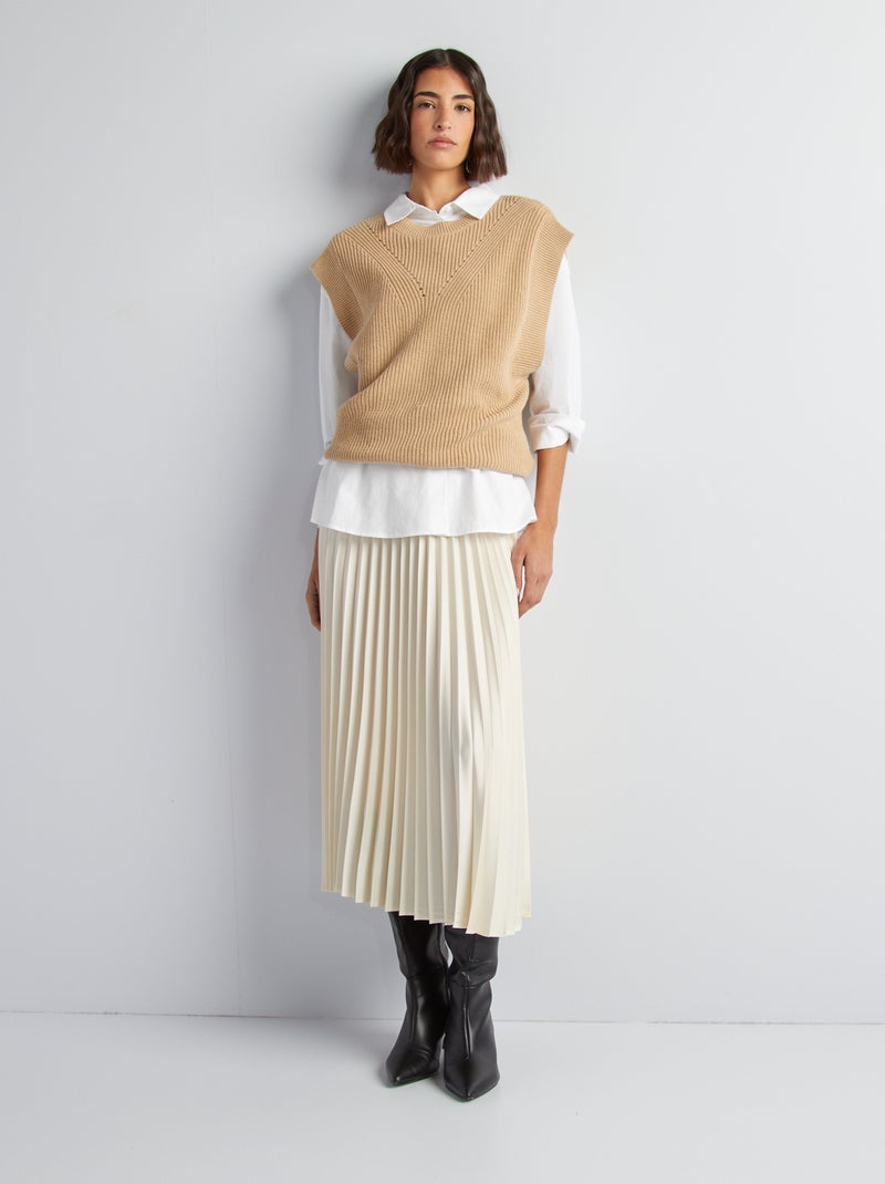 cache cache pull v sans manche femme