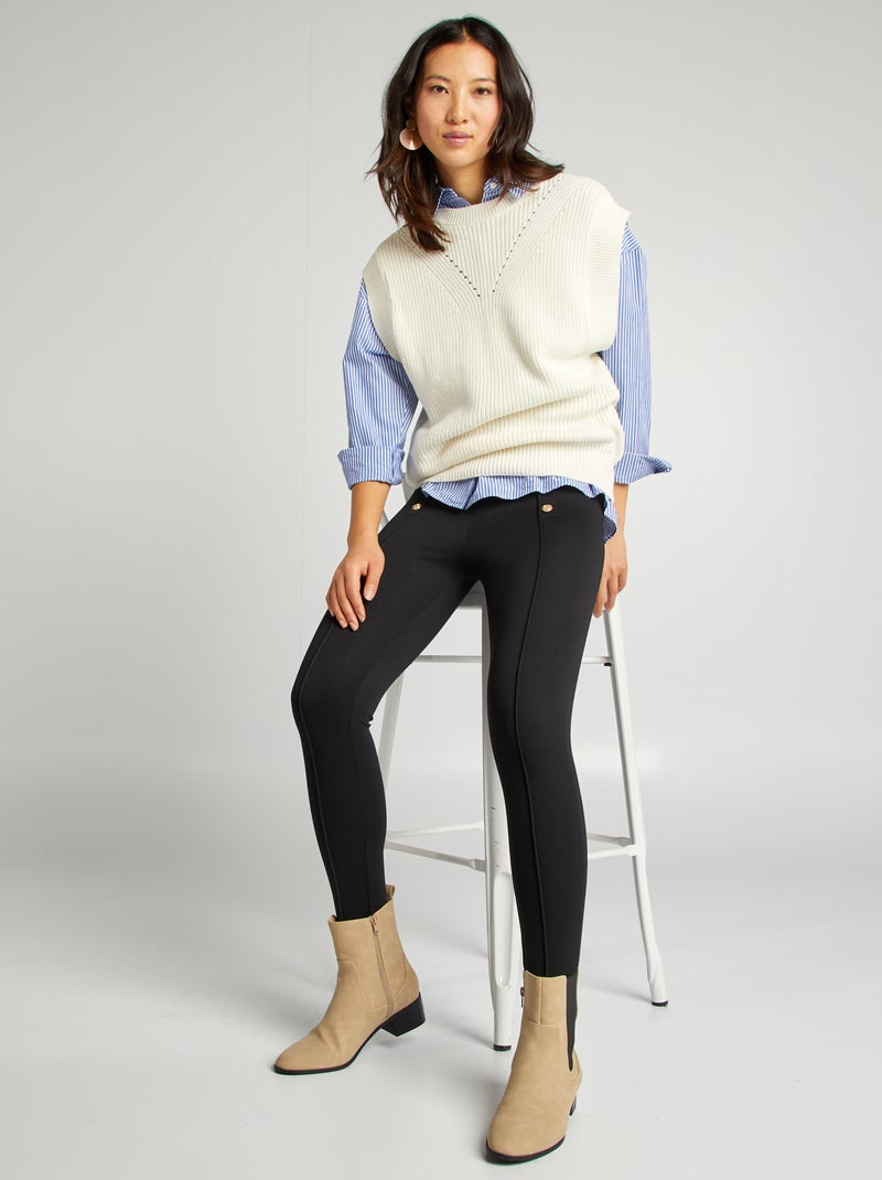 Pull sans manches col V Blanc - Kiabi