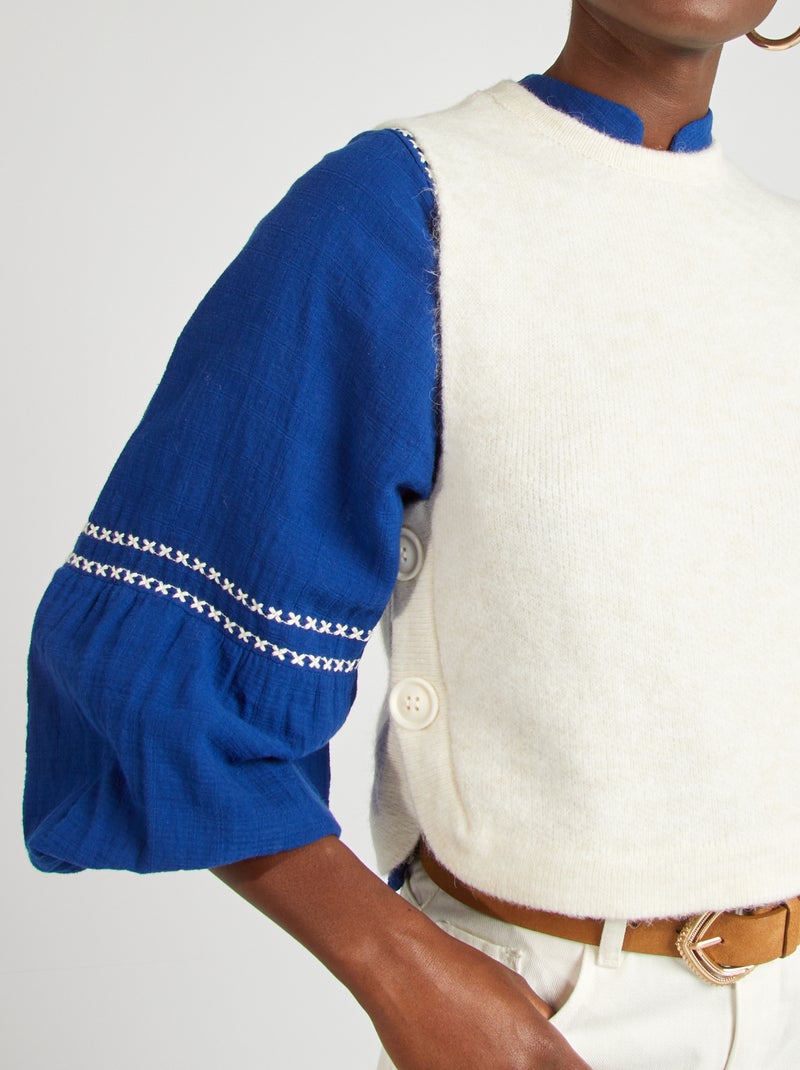 Pull sans manches Ecru - Kiabi