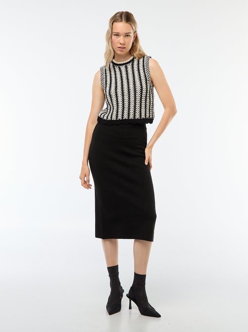 Pull sans manches en crochet avec base ondulée - Kiabi