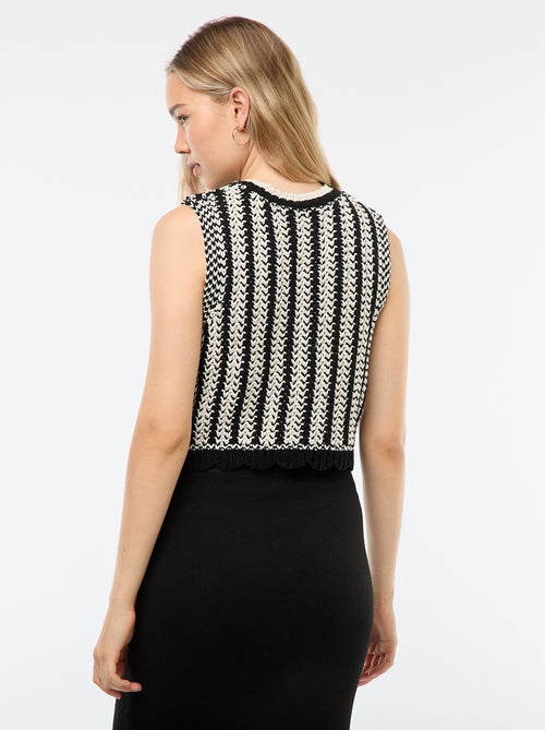 Pull sans manches en crochet avec base ondulée - Kiabi