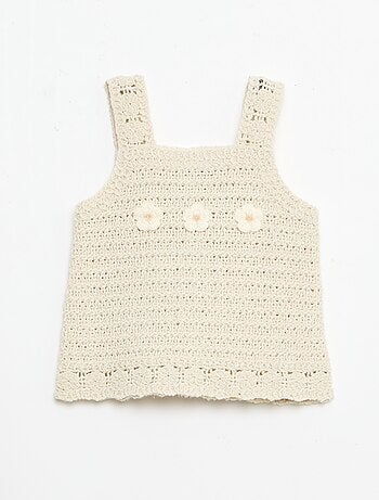 Pull sans manches en crochet avec détails 'fleurs'