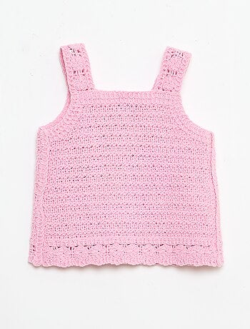 Pull sans manches en crochet avec détails 'fleurs'