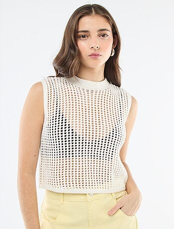 Pull sans manches en crochet