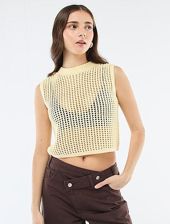 Pull sans manches en crochet