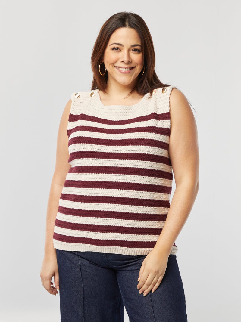 Pull sans manches en crochet Rouge - Kiabi