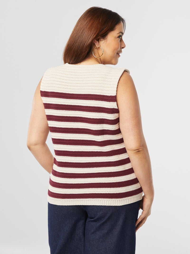 Pull sans manches en crochet Rouge - Kiabi
