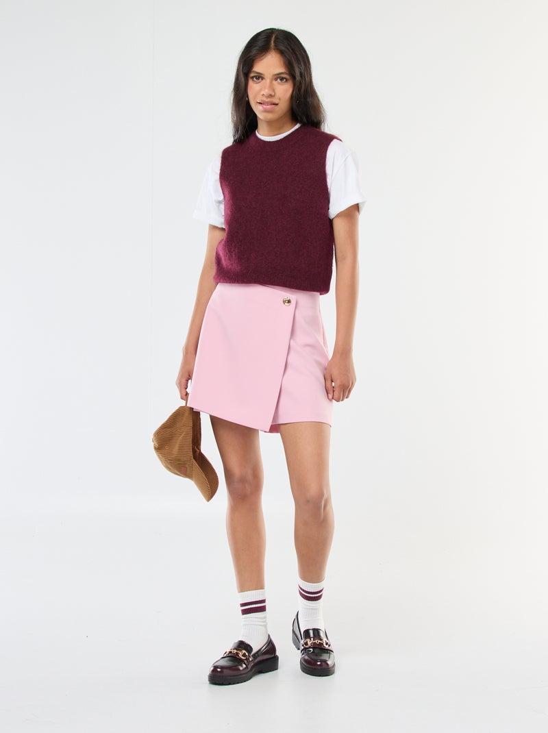 Pull sans manches en laine et mohair mélangé Bordeaux - Kiabi