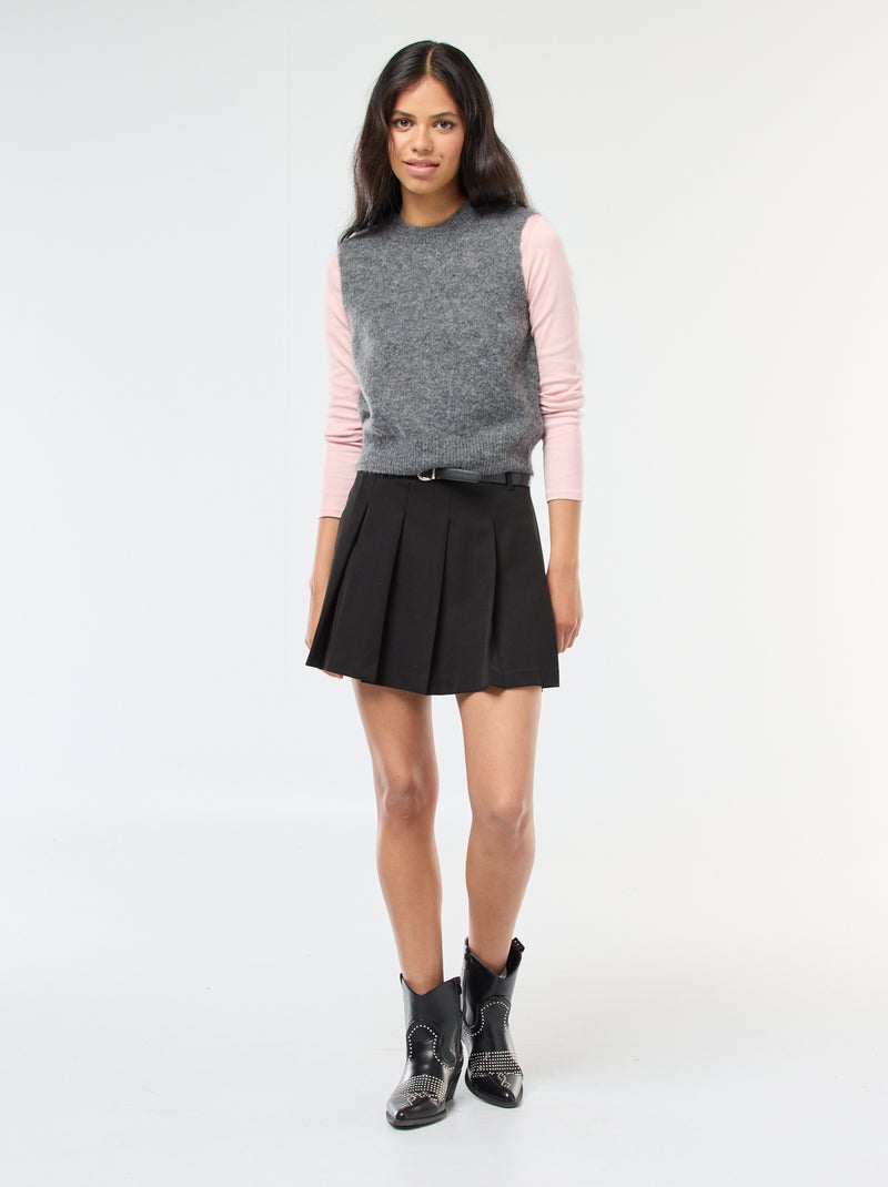 Pull sans manches en laine et mohair mélangé Gris - Kiabi