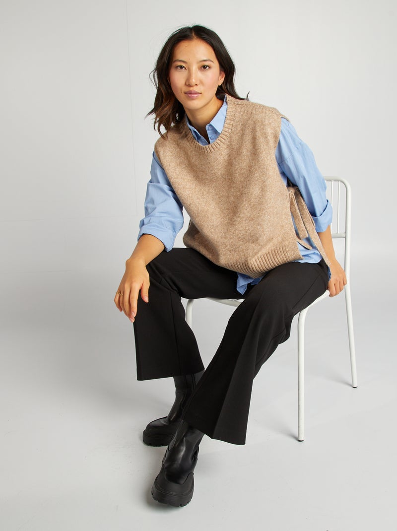 Pull sans manches en laine mélangée Beige - Kiabi