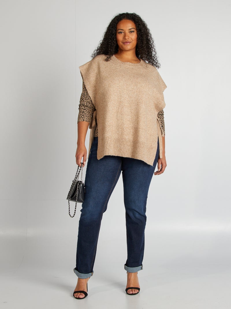Pull sans manches en laine mélangée Beige - Kiabi