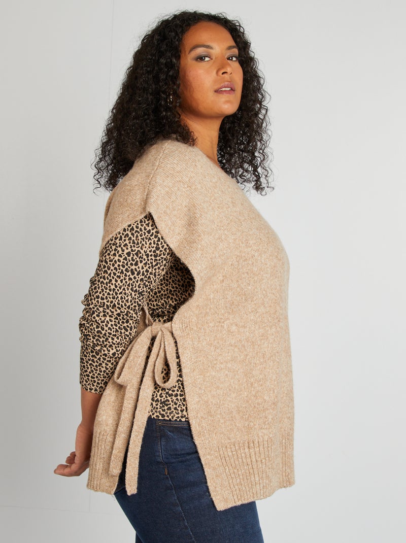 Pull sans manches en laine mélangée Beige - Kiabi