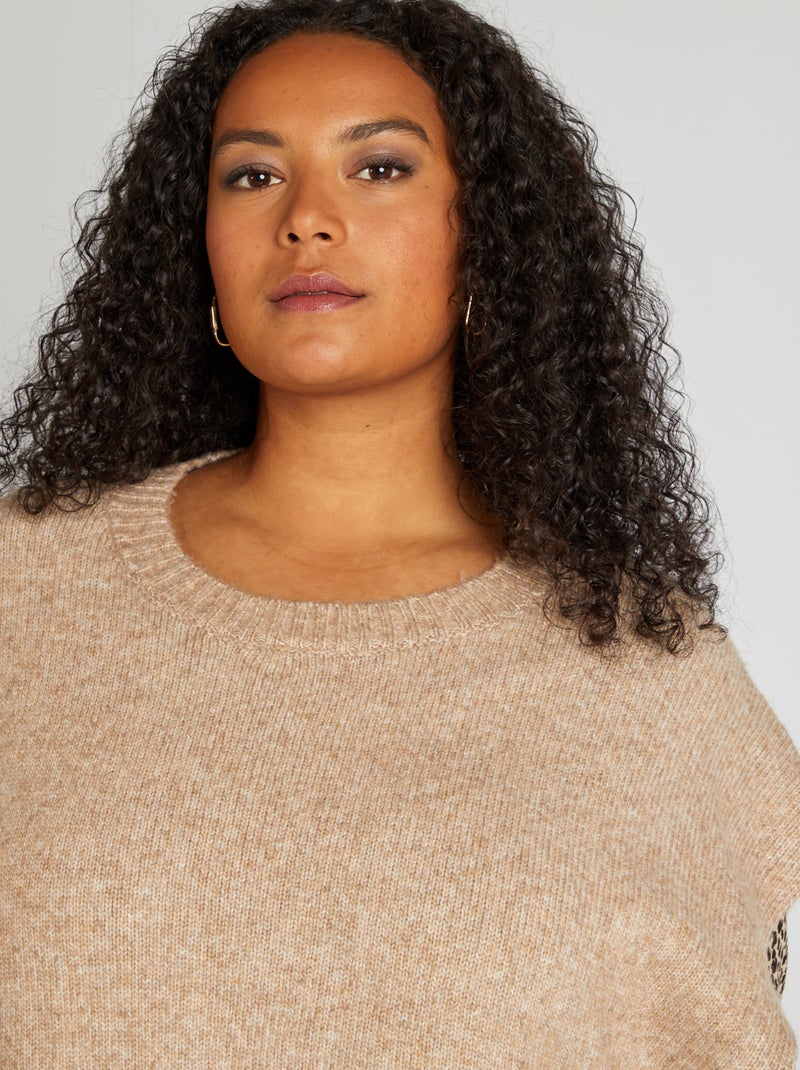 Pull sans manches en laine mélangée Beige - Kiabi