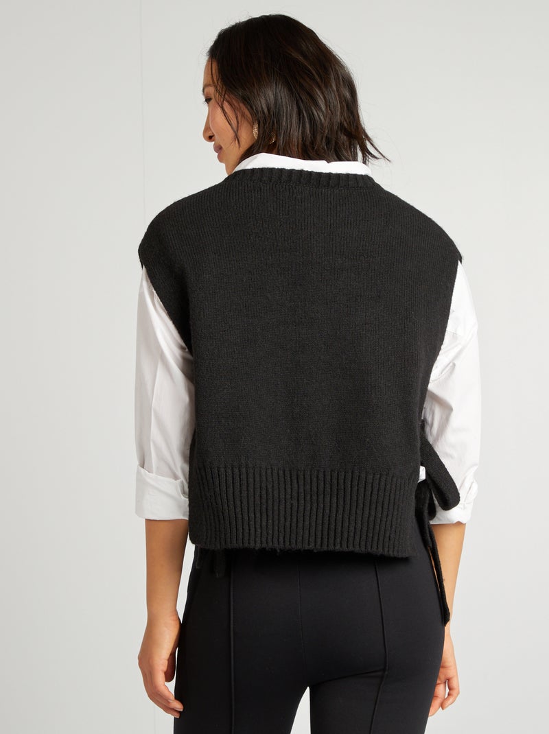 Pull sans manches en laine mélangée noir - Kiabi