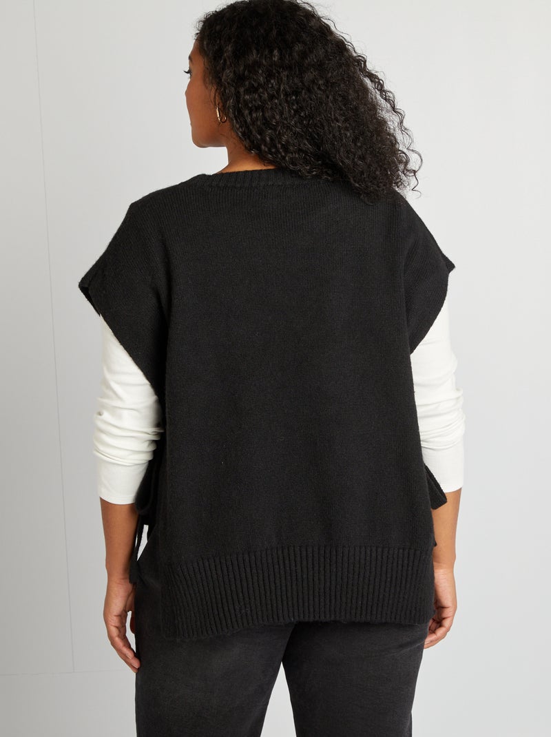Pull sans manches en laine mélangée noir - Kiabi