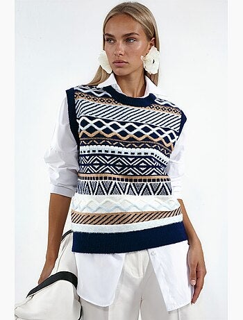 Pull sans manches en maille à motif géométrique hiccup
