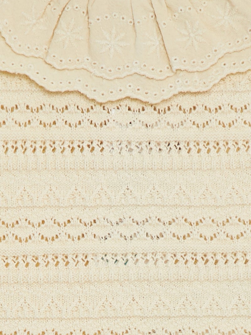 Pull sans manches en maille ajourée BLANC - Kiabi
