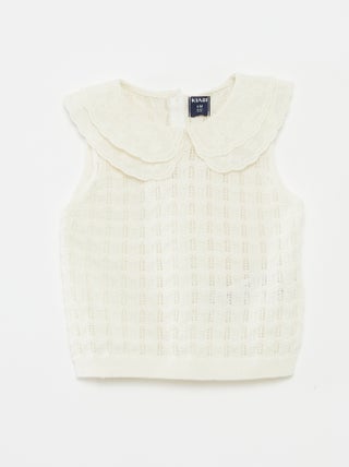 Pull sans manches en maille ajourée
