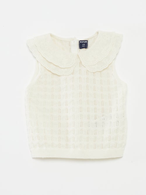 Pull sans manches en maille ajourée - Kiabi