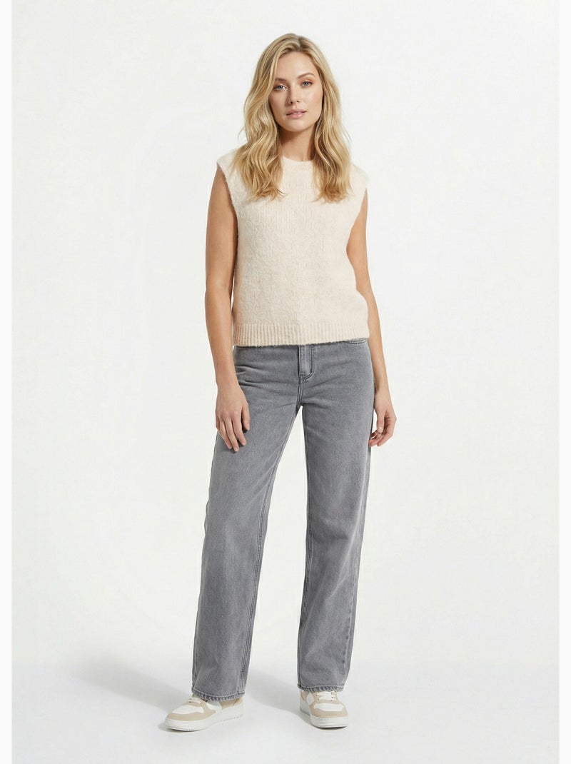 Pull sans manches en maille avec laine - AFIBEL Ecru - Kiabi