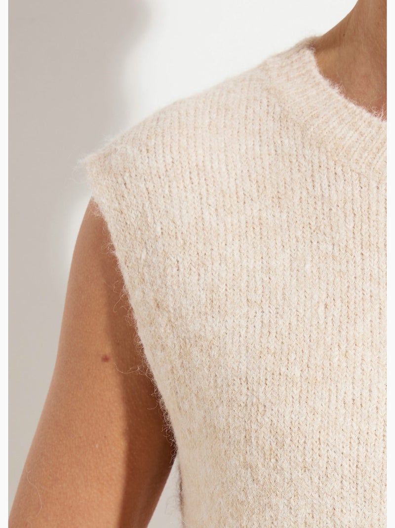 Pull sans manches en maille avec laine - AFIBEL Ecru - Kiabi