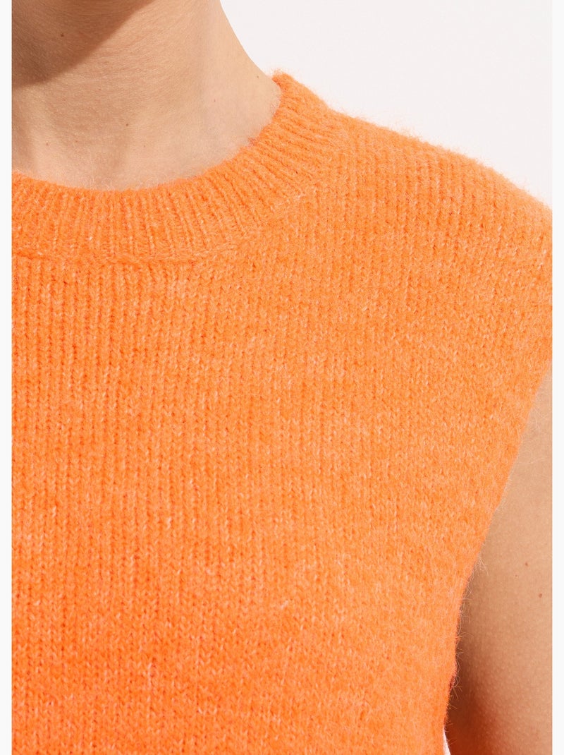 Pull sans manches en maille avec laine - AFIBEL Orange fluo - Kiabi