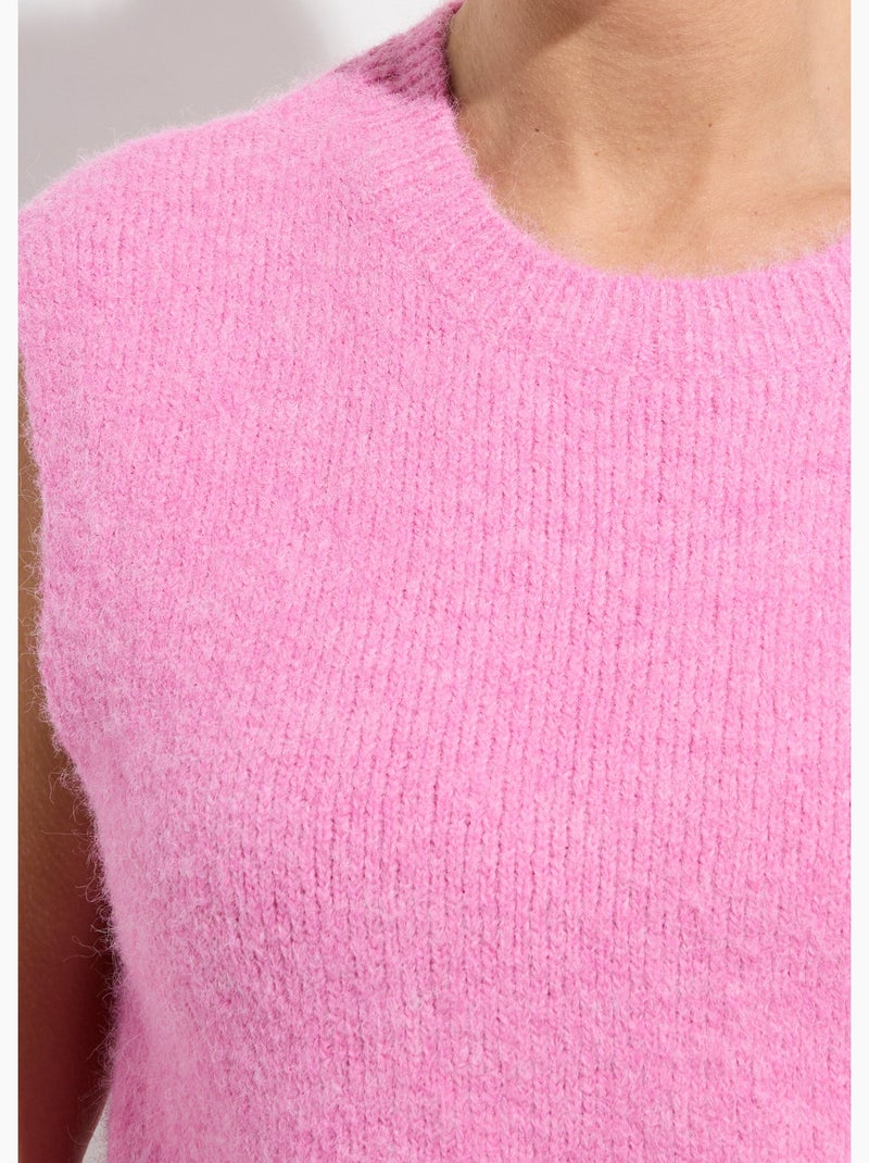 Pull sans manches en maille avec laine - AFIBEL Rose - Kiabi
