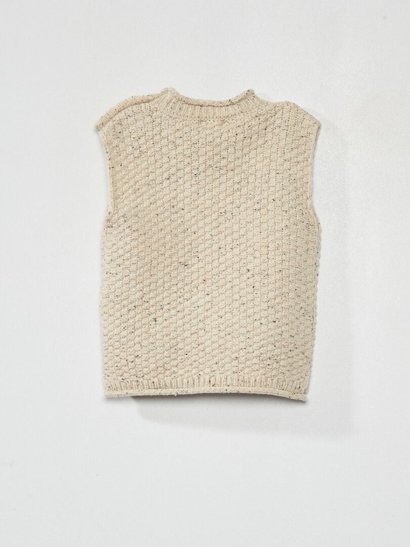 Pull sans manches en maille Beige - Kiabi