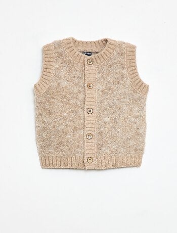 Pull sans manches en maille bouclette