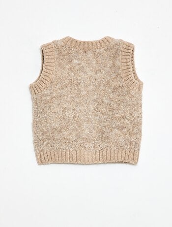 Pull sans manches en maille bouclette