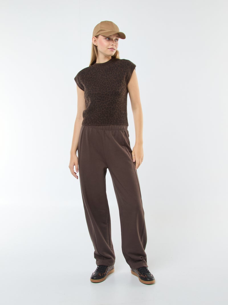 Pull sans manches en maille chaude Marron - Kiabi