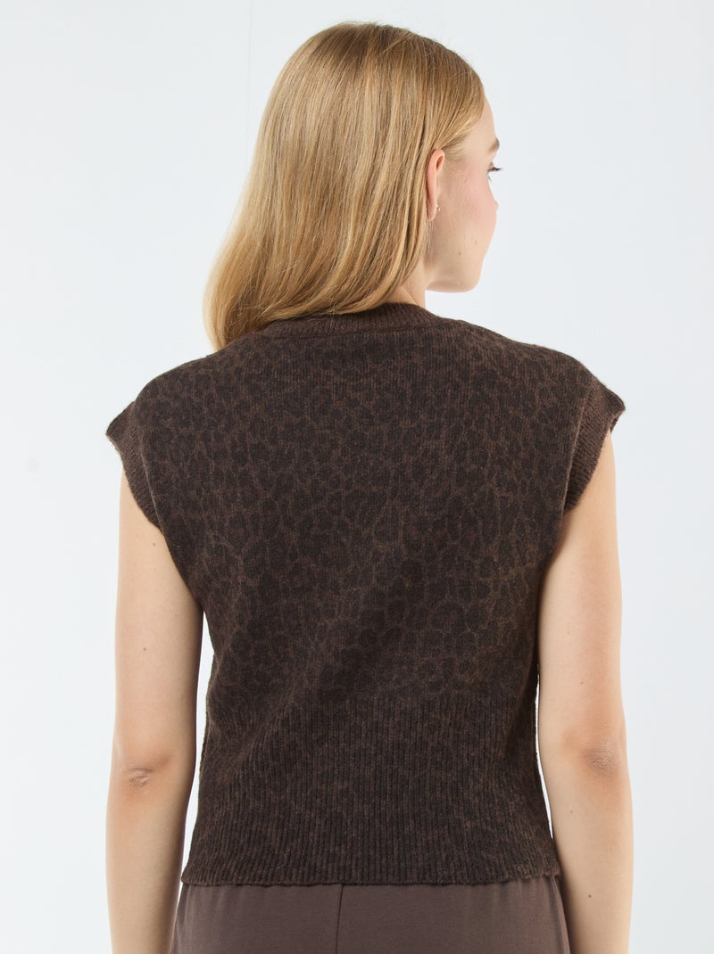 Pull sans manches en maille chaude Marron - Kiabi