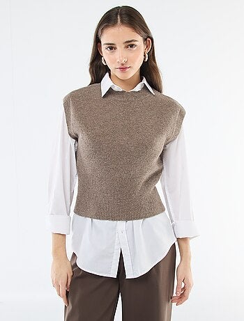 Pull sans manches en maille chaude