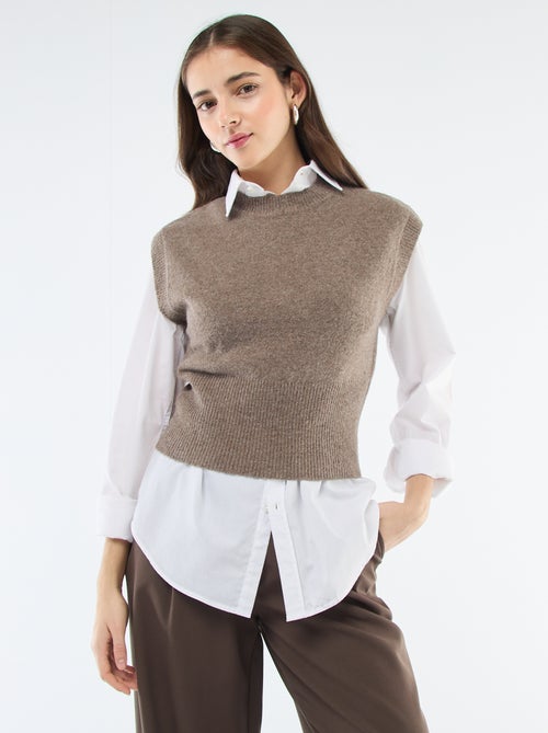 Pull sans manches en maille chaude - Kiabi Pull sans manches en maille chaude - Kiabi