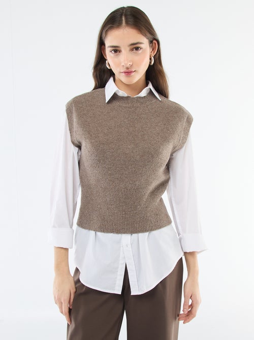Pull sans manches en maille chaude - Kiabi Pull sans manches en maille chaude - Kiabi