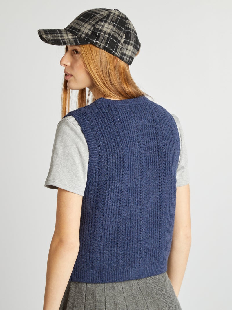 Pull sans manches en maille douce Bleu marine - Kiabi