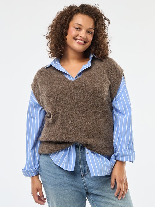 Pull sans manches en maille fine jauge - Kiabi