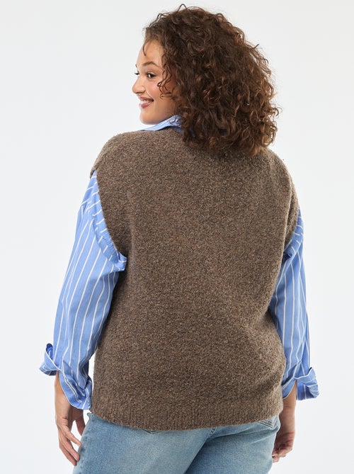 Pull sans manches en maille fine jauge - Kiabi