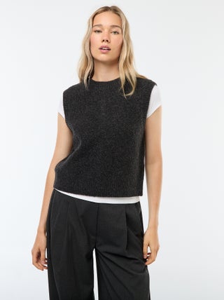 Pull sans manches en maille fines jauges