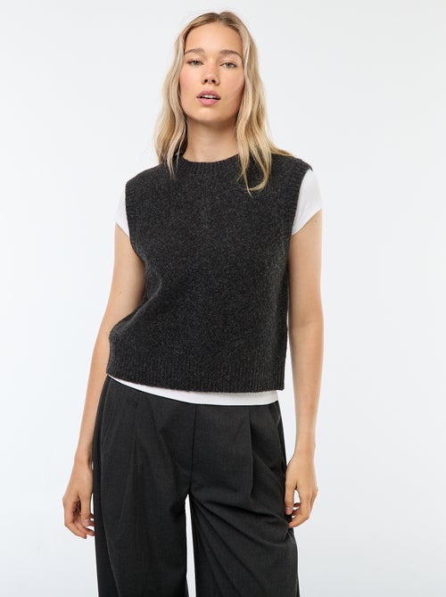 Pull sans manches en maille fines jauges - Kiabi