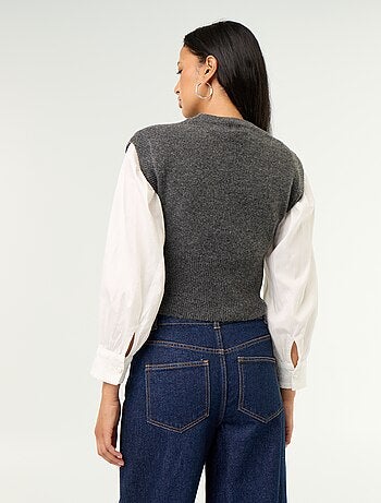 Pull sans manches en maille grosse jauge