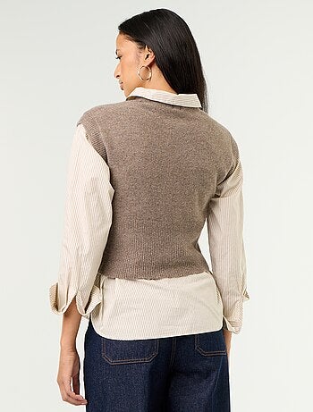 Pull sans manches en maille grosse jauge
